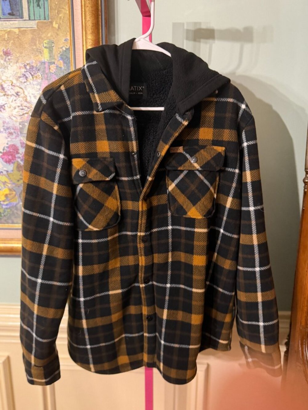 Matix Plaid Sherpa-Lined Hooded Jacket M